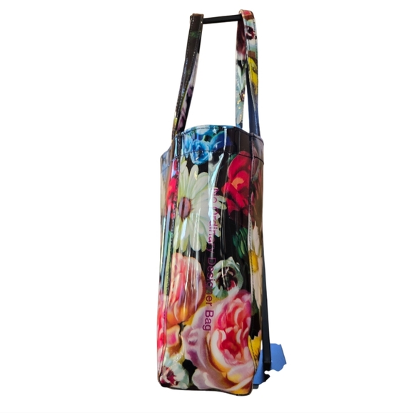 Ted Baker London Oicon Oil Painting Black Floral Multicolor Vinyl Tote Bag - Picture 2 of 12